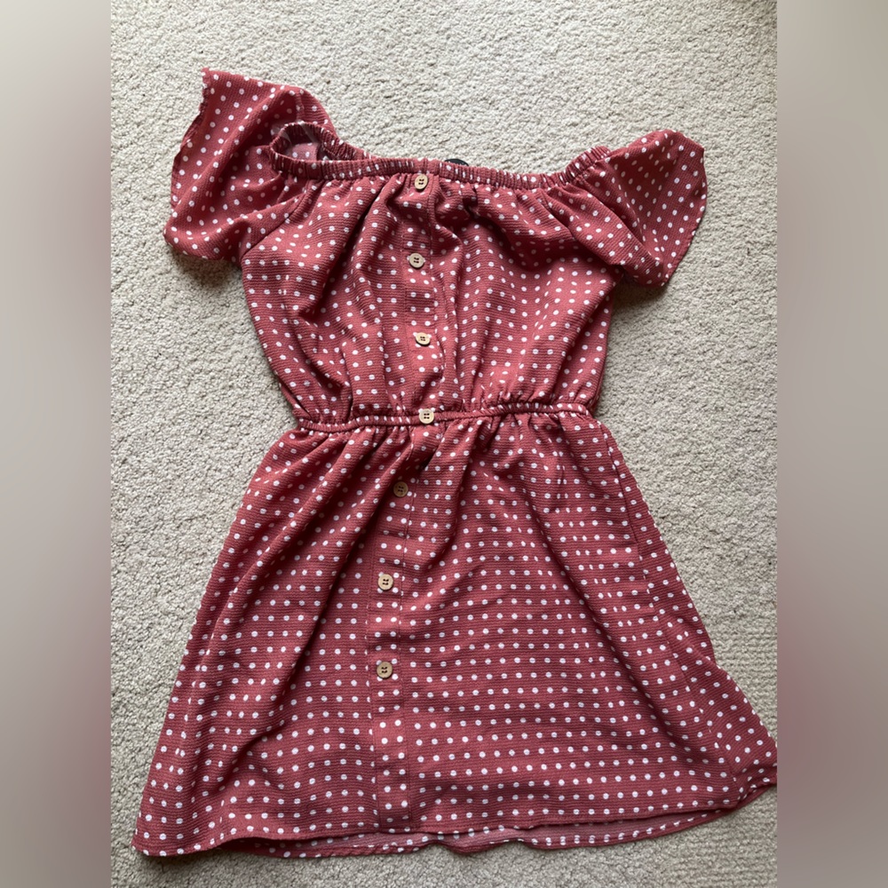 Justify Pink Polka  Dot Off-The-Shoulder Dress